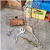 Image 1 : CAST IRON 2 FT SPOON WITH NON FERROUS DECORATIVE KNIFE LASER CUT SKULL/ANTLERS PLANTER AND STAND