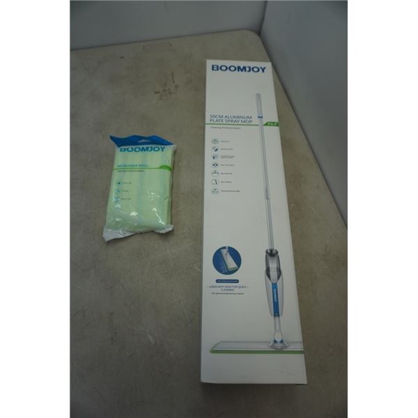 NEW BOOMJOY Spray Mop with 20" Aluminum Plate, 3 Microfiber Mop Pads, 1 scraper, 300ml PP Bottle, 36