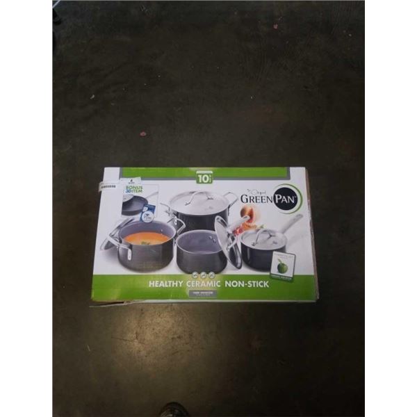 NEW GREENPAN HEALTHY CERAMIC NON STICK 10 PIECE COOKWARE SET