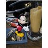 Image 3 : 2 TRAYS OF ROASTERS, COAT HANGERS, VASE AND MICKEY MOUSE FIGURE