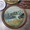 Image 1 : LOT OF HAND PAINTED TRAY WITH METAL TRAYS, SHIP AND DANCER