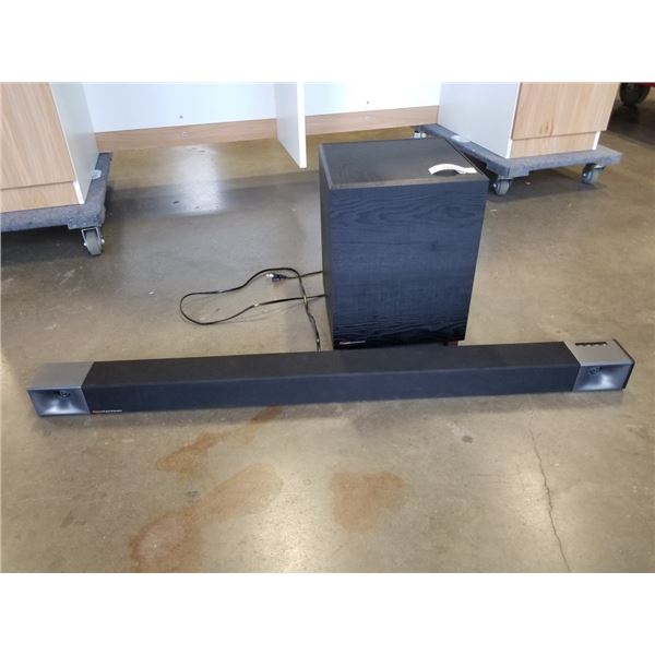 KLIPSCH BAR48 440 WATT SOUNDBAR AND 8 INCH WIRELESS SUB - WORKING