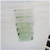 Image 2 : 5 NEW 50 LITER TOTES WITH LIDS - CLEAR