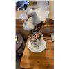 Image 7 : 17 INCH TALL BIRD FIGURE BRUSHED METAL TABLE LAMP AND BRASS TABLE LAMP
