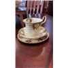 Image 2 : 14 PIECES ROYAL ALBERT CELABRATION - 3 TEA CUPS AND SAUCERS, CREAM AND SUGAR, DINNER PLATE, 4  6" PL