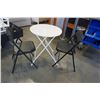 Image 1 : WHITE METAL FOLDING TABLE WITH 2 BLACK FOLDING CHAIRS
