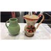Image 1 : DUCAL WARE AND BIHL POTTERY VASES- 6 1/2 AND 8 INCHES TALL
