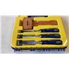Image 2 : NEW IRWIN MARPLES 4 PIECE WOODWORKING CHISEL SET WITH WOODEN MALLET