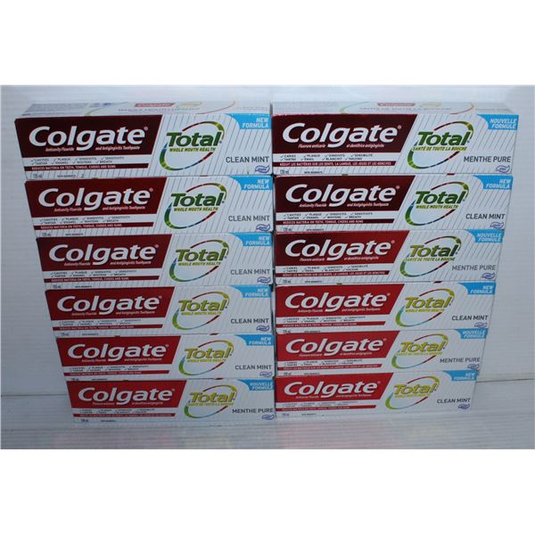 LOT OF TWELVE TUBES OF COLGATE TOTAL 120ML