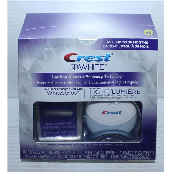 NEW CREST 3D WHITE: WHITESTRIPS AND DENTAL LIGHT