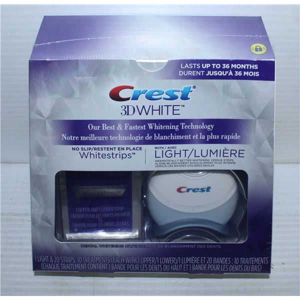 NEW CREST 3D WHITE: WHITESTRIPS AND DENTAL LIGHT