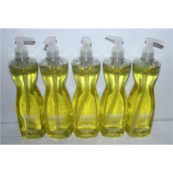 FIVE 532ML BOTTLES OF METHOD DISHSOAP, LEMON MINT
