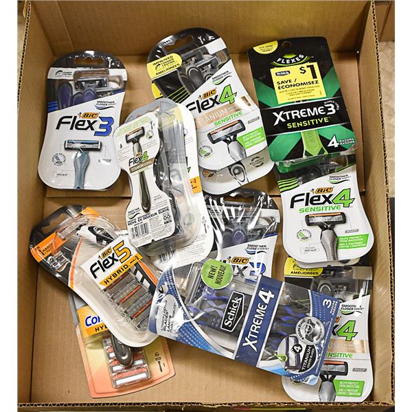 FLAT OF BRAND NAME RAZORS