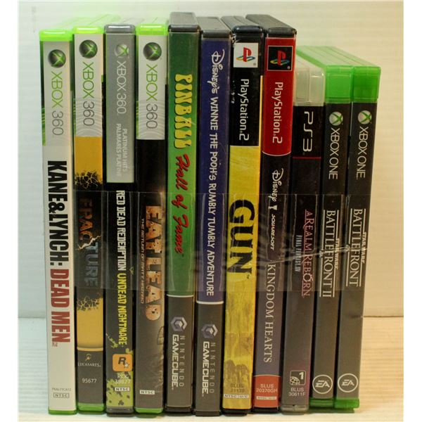 10 VIDEO GAMES  XB0X 360, XBOX 1, PS2, GAMECUBE