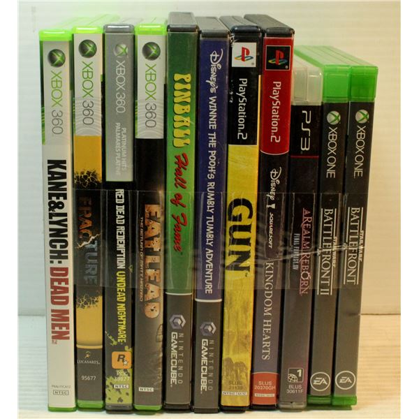 10 VIDEO GAMES  XB0X 360, XBOX 1, PS2, GAMECUBE