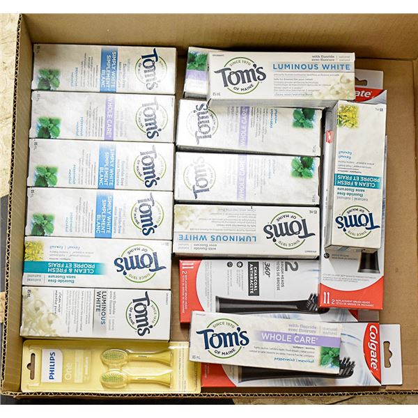 FLAT LOT OF TOOTHPASTE & BRUSH HEAD REPLACEMENTS