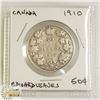 Image 1 : 1910 CANADIAN FIFTY CENT COIN.