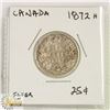 Image 1 : 1872 CANADIAN TWENTY FIVE CENT COIN.
