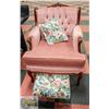 Image 1 : VINTAGE ROSE COLOURED FORMAL HIGH BACK CHAIR