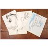 Image 1 : LOT OF 12 ASSORTED SIGNED SKETCHES UNKNOWN ARTIST