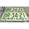 Image 1 : SET OF 1967 ALBERTA LICENSE PLATES