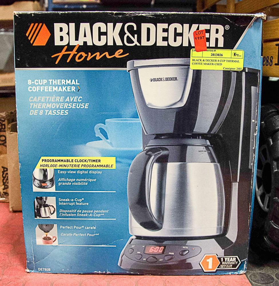 BLACK & DECKER 8 CUP THERMAL COFFEE MAKER-USED