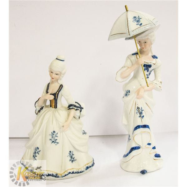 BOX OF VINTAGE PORCELAIN LADY FIGURINES