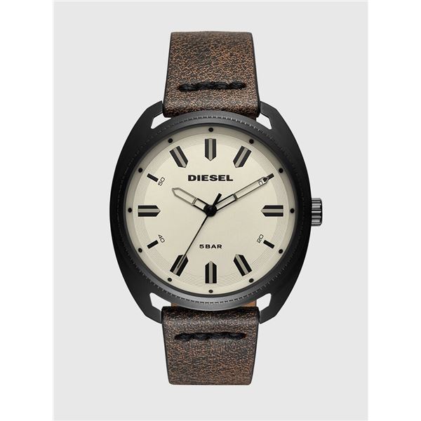 NEW DIESEL CREAM DIAL LEATHER STRAP 45MM MSRP $200