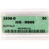 Image 3 : 1938-D BUFFALO NICKEL ICG MS66