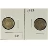 Image 1 : 2-1927 STRAITS SETTLEMENTS SILVER 10 CENTS