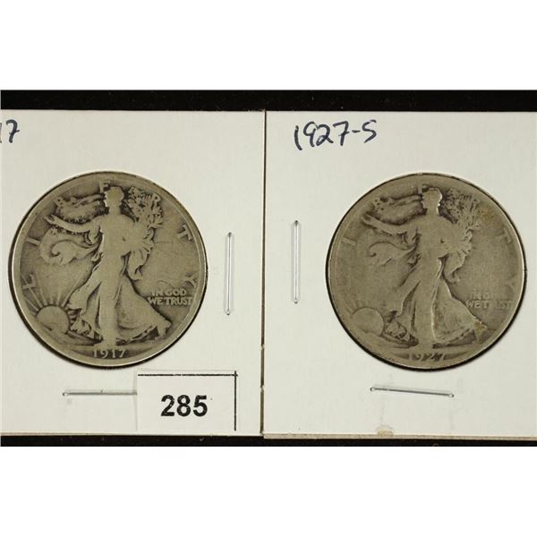 1917 & 1927-S WALKING LIBERTY HALF DOLLARS