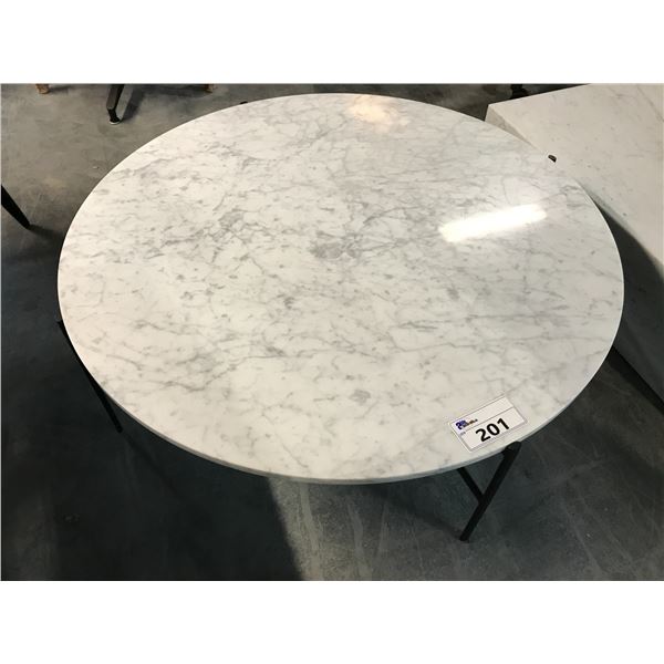 DESIGN WITHIN REACH OUTLINE WHITE MARBLE  40" ROUND COFFEE TABLE