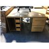 Image 2 : LIGHT BAMBOO FINISH 6 PC CORNER DESK WITH SINGLE DOOR STORAGE CABINET, 2 - 2 DRAWER FILING CABINETS