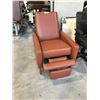 Image 1 : DESIGN WITHIN REACH BROWN LEATHER/WALNUT FINISH BASE FLIGHT RECLINER RETAIL PRICE $4995