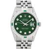 Image 1 : Rolex Mens Stainless Steel Diamond Lugs Green Diamond & Emerald Datejust Wristwa
