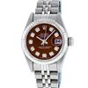 Image 2 : Rolex Ladies Stainless Steel Brown Diamond Quickset Datejust Wristwatch