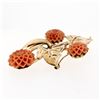 Image 5 : Vintage Gilbert 14K Yellow Gold Detailed Carved Coral Flower & Leaf Pin Brooch