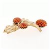 Image 6 : Vintage Gilbert 14K Yellow Gold Detailed Carved Coral Flower & Leaf Pin Brooch