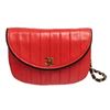 Image 1 : Chanel Red Lambskin Leather Stripe Round Flap Bag