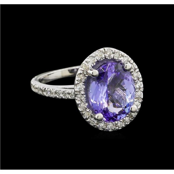 4.6 ctw Tanzanite and Diamond Ring - 14KT White Gold