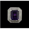 Image 2 : 14KT White Gold 11.14 ctw Amethyst and Diamond Ring