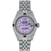 Image 2 : Rolex Ladies Stainless Steel Quickset Purple MOP Diamond Lugs Datejust Wristwatc