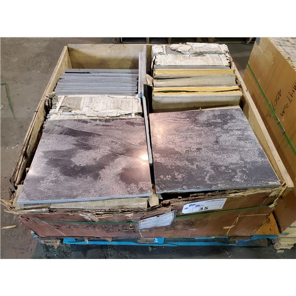 PALLET OF 100 PCS OF 16X16" POLISHED METALLIC GOLD SLATE TILE