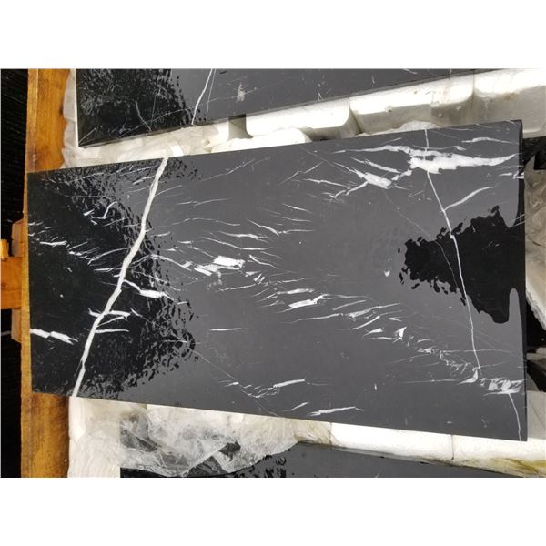 PALLET OF APPROX 200 PCS OF 12X24" BLACK & WHITE MARBLE TILE