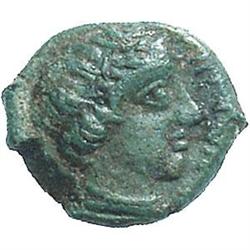 Greek coins. Bruttium-Rhegium.  AE 12 mm. 350-270