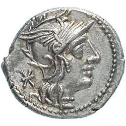 L. Caecilus Metellus Diadematus Denarius, 128 a.C
