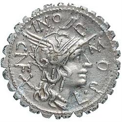 L. Pomponius Cn. f. Denarius, 118 a.C.