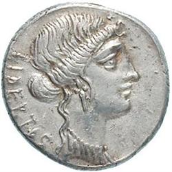 Q. Caepio Brutus Denarius, 54 a.C.