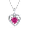 Image 1 : Lab-Created Ruby Heart Pendant 1 Cttw 10kt White Gold