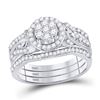 Image 1 : Diamond Bridal Wedding Ring Band Set 1/2 Cttw 10kt White Gold